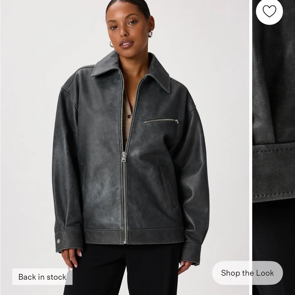 Leather Oversized Bomber Jacket - image 2